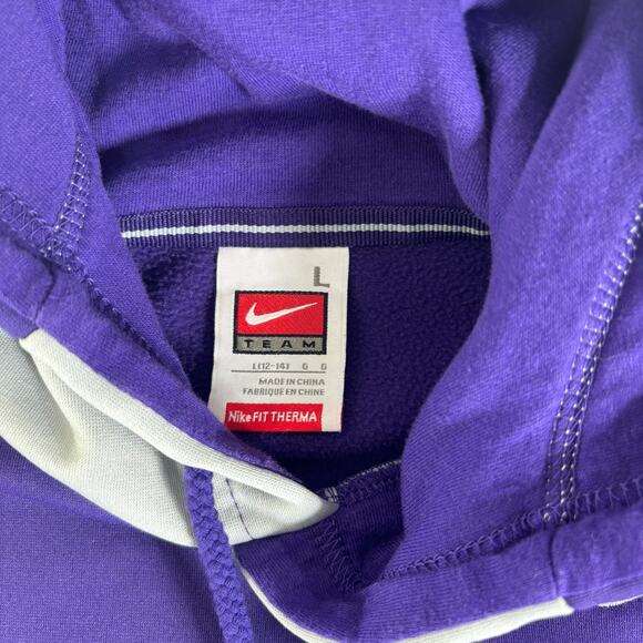 VTG y2k Nike Kansas State Wildcats Hoodie Men Medium Purple ThermaFit Sweatshirt - Picture 7 of 9